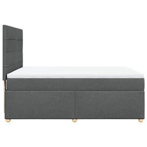 Κρεβάτι Boxspring με Στρώμα Σκούρο Γκρι 140x190 εκ. Υφασμάτινο - Pakobazaar