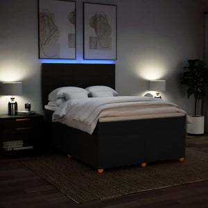 Κρεβάτι Boxspring με Στρώμα Μαύρο 140x190 εκ. Υφασμάτινο - Pakobazaar