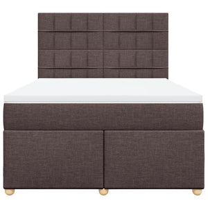 Κρεβάτι Boxspring με Στρώμα Σκούρο Καφέ 140x190 εκ. Υφασμάτινο - Pakobazaar