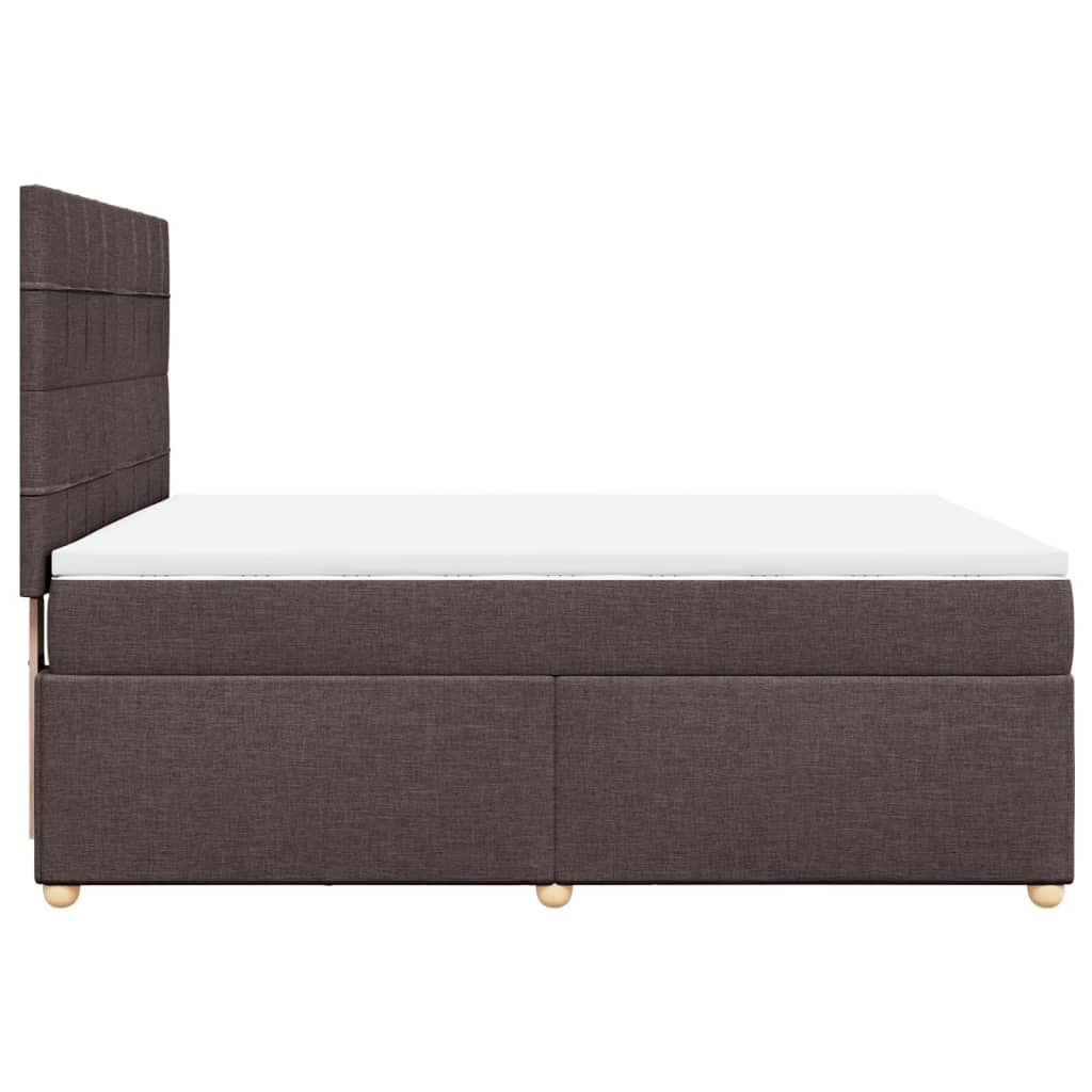 Κρεβάτι Boxspring με Στρώμα Σκούρο Καφέ 140x190 εκ. Υφασμάτινο - Pakobazaar