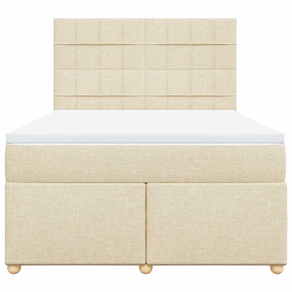 Κρεβάτι Boxspring με Στρώμα Κρεμ 140x190 εκ. Υφασμάτινο - Pakobazaar