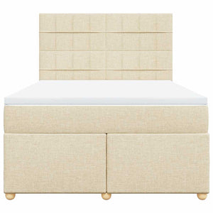 Κρεβάτι Boxspring με Στρώμα Κρεμ 140x190 εκ. Υφασμάτινο - Pakobazaar