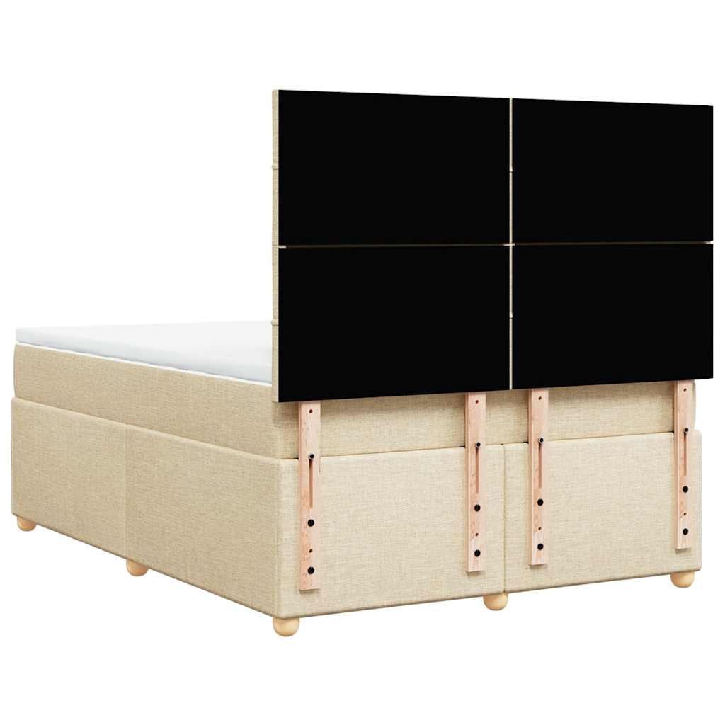 Κρεβάτι Boxspring με Στρώμα Κρεμ 140x190 εκ. Υφασμάτινο - Pakobazaar