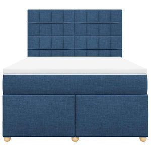 Κρεβάτι Boxspring με Στρώμα Μπλε 140x190 εκ. Υφασμάτινο - Pakobazaar