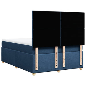 Κρεβάτι Boxspring με Στρώμα Μπλε 140x190 εκ. Υφασμάτινο - Pakobazaar