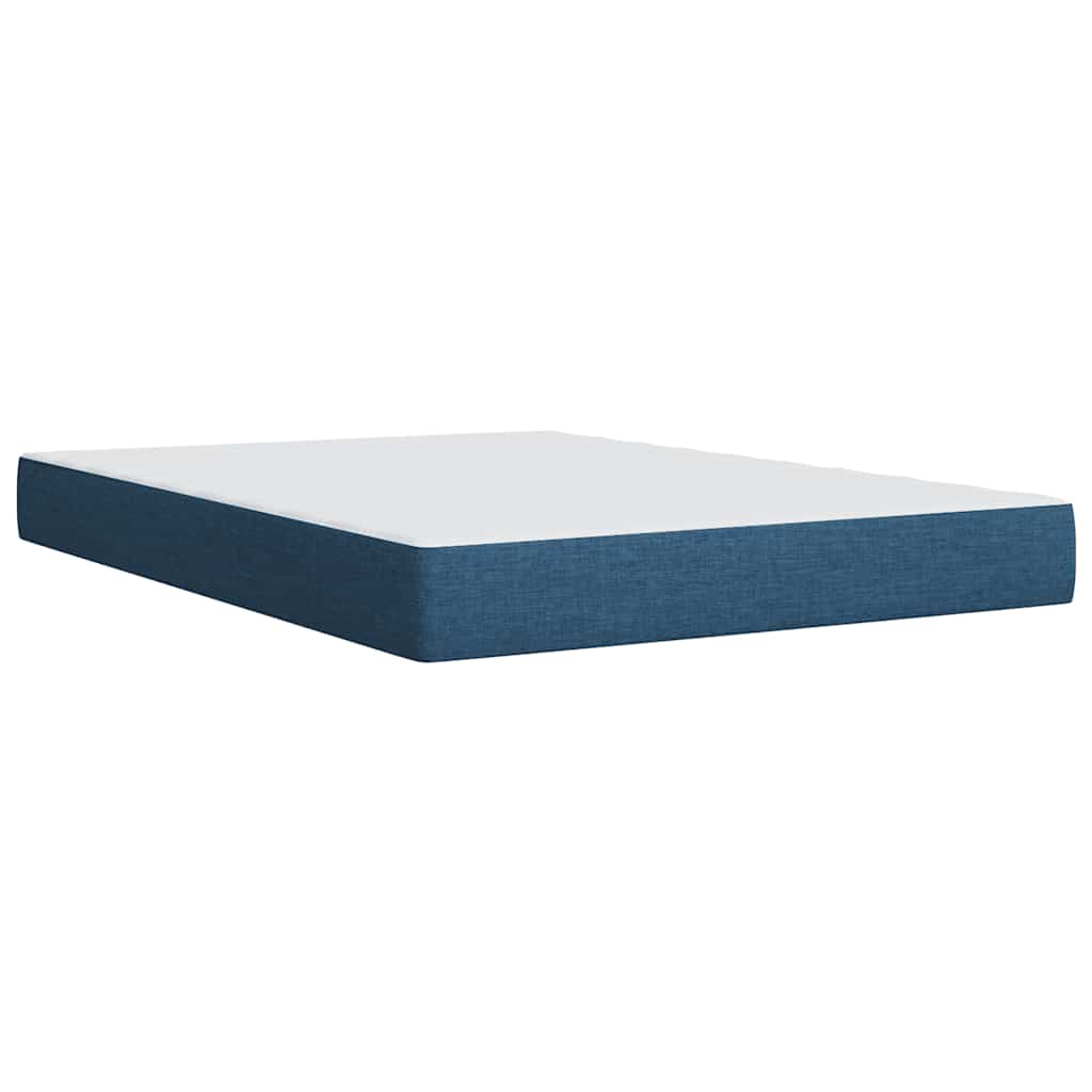Κρεβάτι Boxspring με Στρώμα Μπλε 140x190 εκ. Υφασμάτινο - Pakobazaar