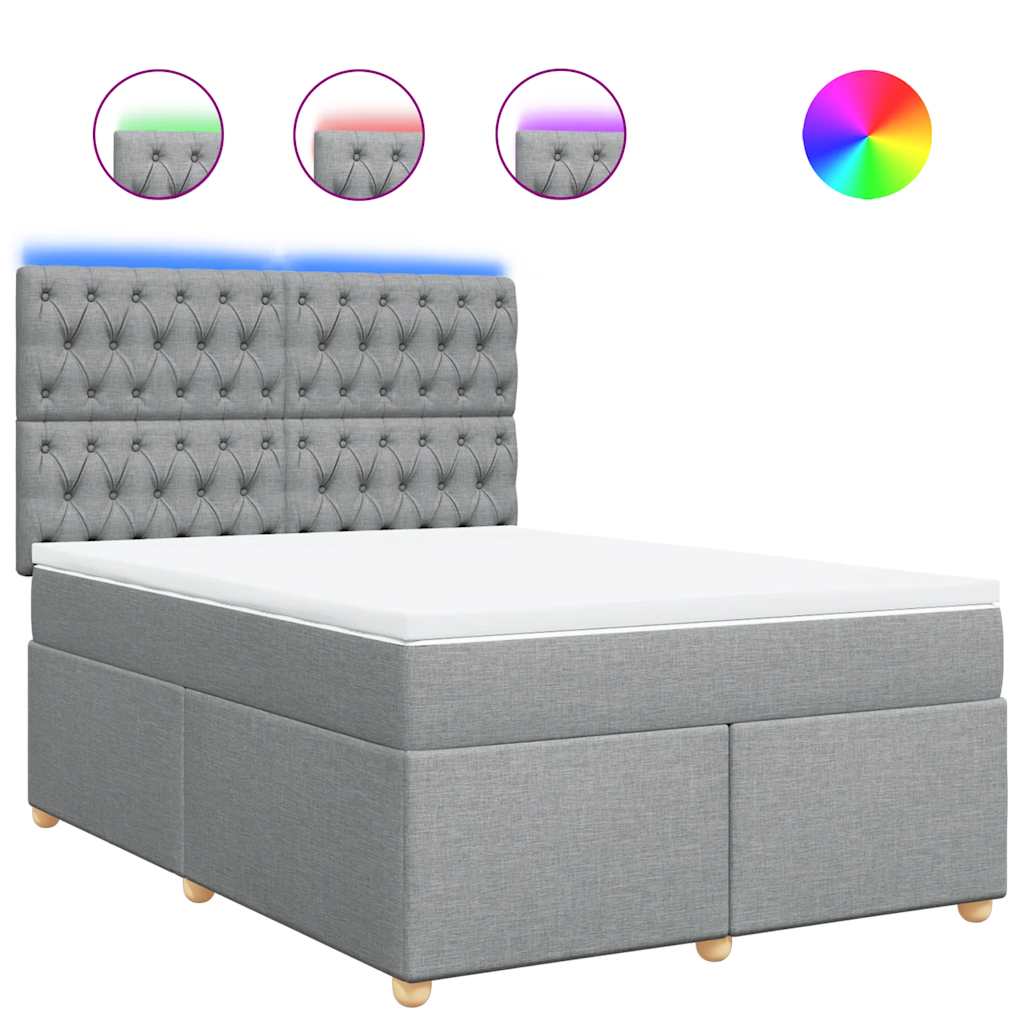 Κρεβάτι Boxspring με Στρώμα Ανοιχτό Γκρι 140x190 εκ. Υφασμάτινο - Pakobazaar