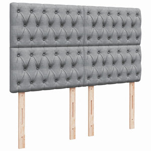 Κρεβάτι Boxspring με Στρώμα Ανοιχτό Γκρι 140x190 εκ. Υφασμάτινο - Pakobazaar