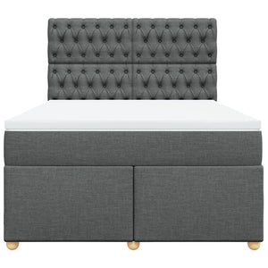 Κρεβάτι Boxspring με Στρώμα Σκούρο Γκρι 140x190 εκ. Υφασμάτινο - Pakobazaar