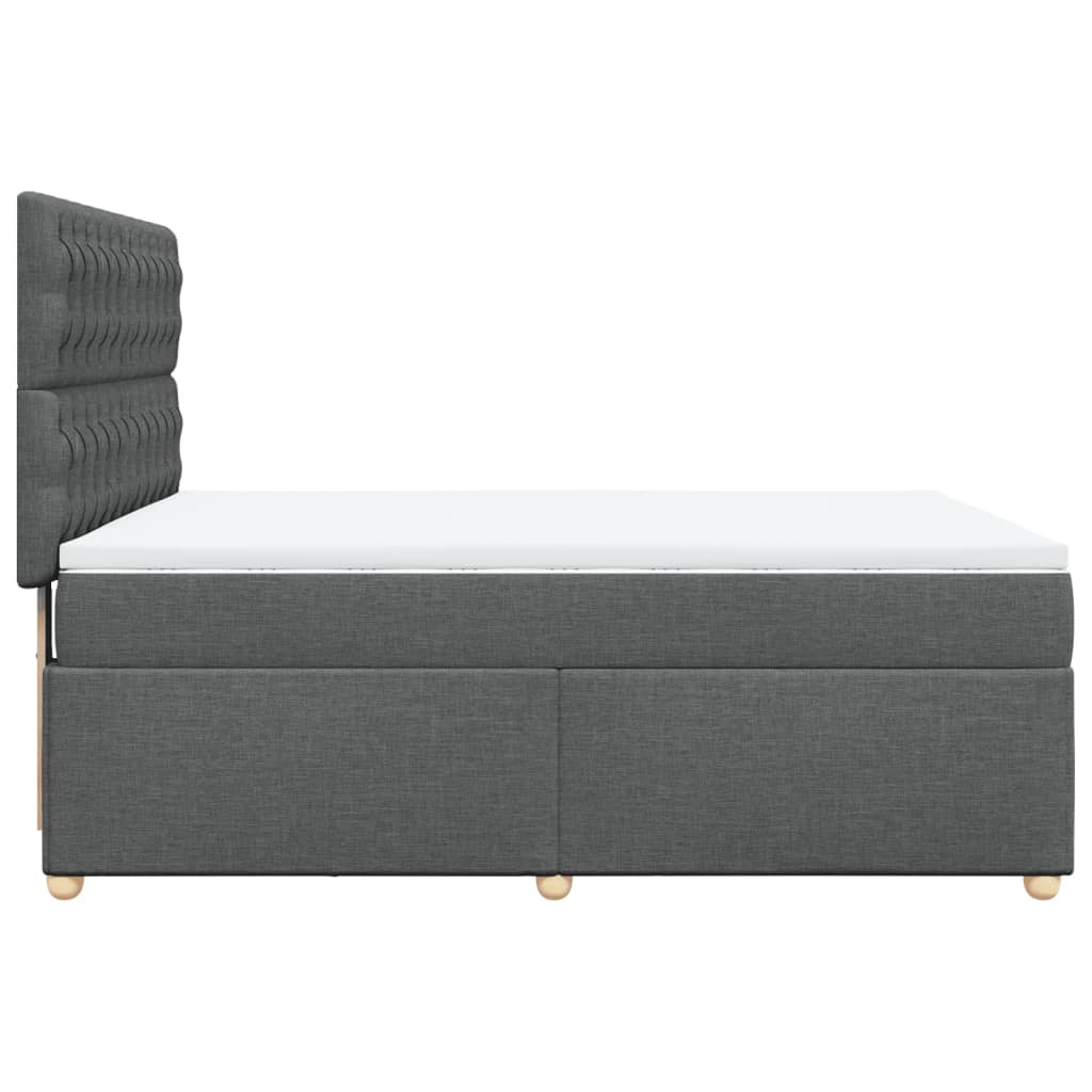 Κρεβάτι Boxspring με Στρώμα Σκούρο Γκρι 140x190 εκ. Υφασμάτινο - Pakobazaar