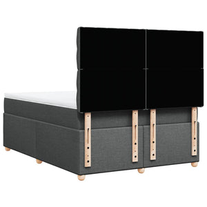 Κρεβάτι Boxspring με Στρώμα Σκούρο Γκρι 140x190 εκ. Υφασμάτινο - Pakobazaar