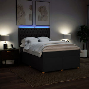 Κρεβάτι Boxspring με Στρώμα Μαύρο 140x190 εκ. Υφασμάτινο - Pakobazaar