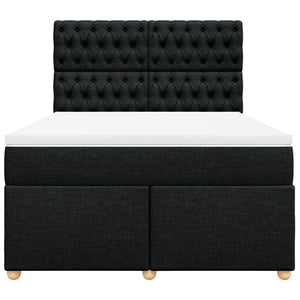 Κρεβάτι Boxspring με Στρώμα Μαύρο 140x190 εκ. Υφασμάτινο - Pakobazaar