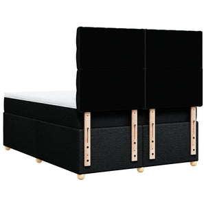 Κρεβάτι Boxspring με Στρώμα Μαύρο 140x190 εκ. Υφασμάτινο - Pakobazaar