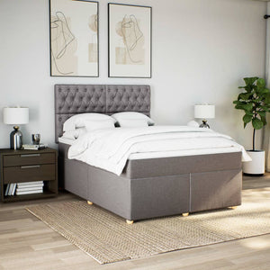 Κρεβάτι Boxspring με Στρώμα Taupe 140x190 εκ. Υφασμάτινο