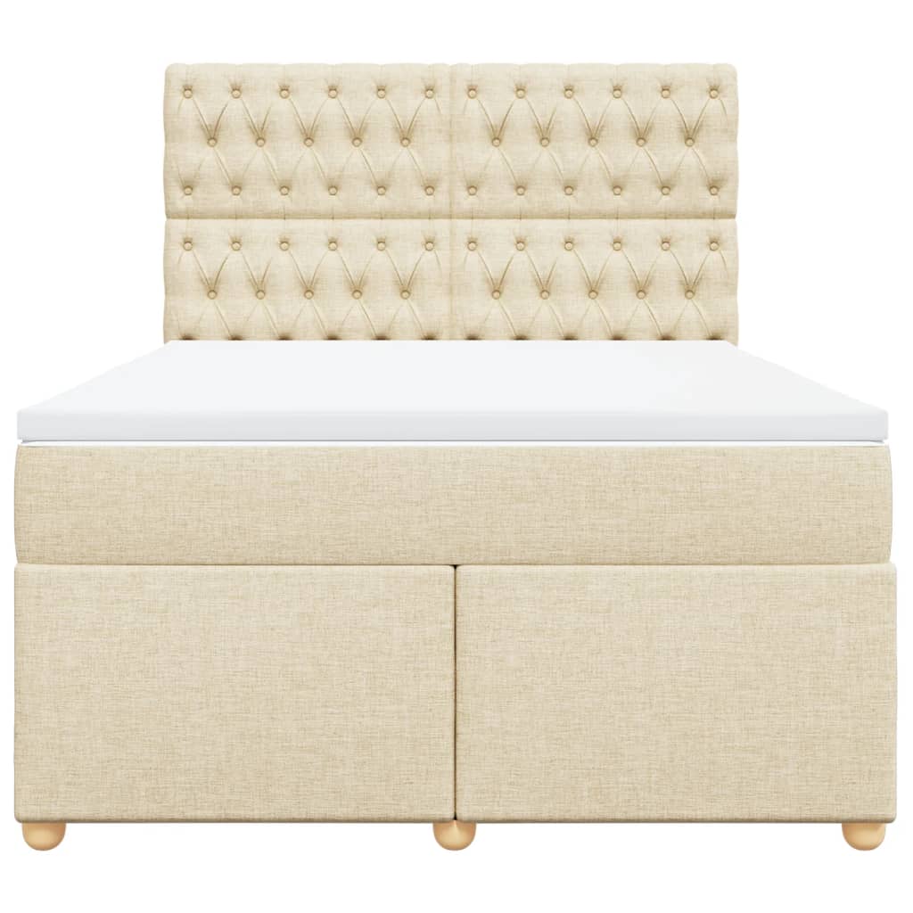 Κρεβάτι Boxspring με Στρώμα Κρεμ 140x190 εκ. Υφασμάτινο - Pakobazaar