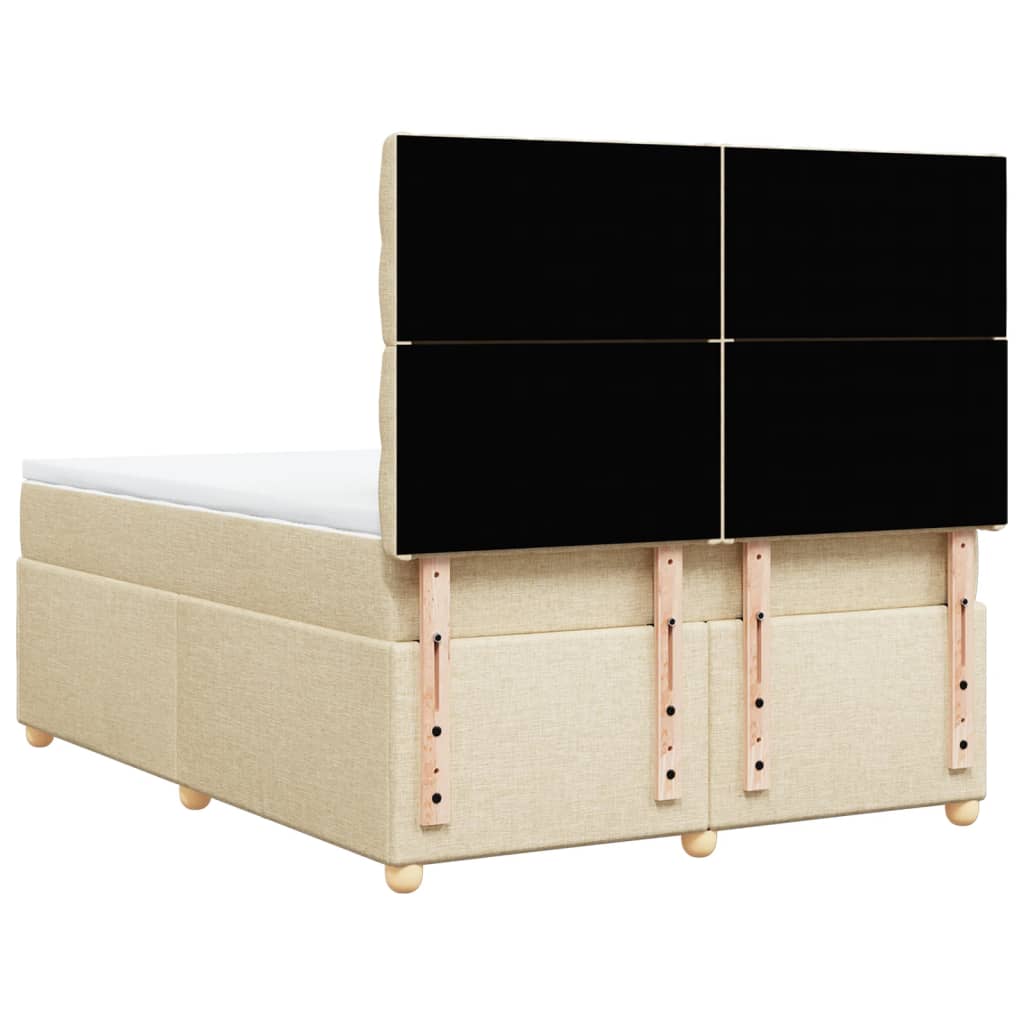 Κρεβάτι Boxspring με Στρώμα Κρεμ 140x190 εκ. Υφασμάτινο - Pakobazaar