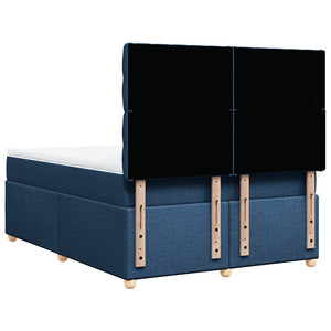 Κρεβάτι Boxspring με Στρώμα Μπλε 140x190 εκ. Υφασμάτινο