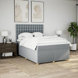Κρεβάτι Boxspring με Στρώμα Ανοιχτό Γκρι 140x190 εκ. Υφασμάτινο - Pakobazaar
