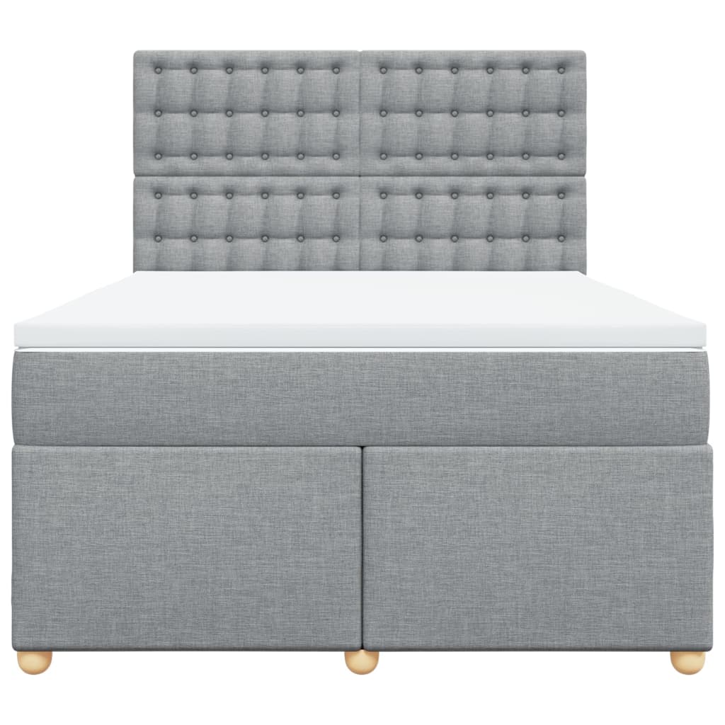 Κρεβάτι Boxspring με Στρώμα Ανοιχτό Γκρι 140x190 εκ. Υφασμάτινο - Pakobazaar