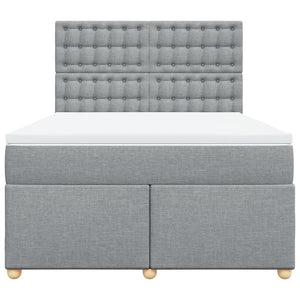 Κρεβάτι Boxspring με Στρώμα Ανοιχτό Γκρι 140x190 εκ. Υφασμάτινο - Pakobazaar