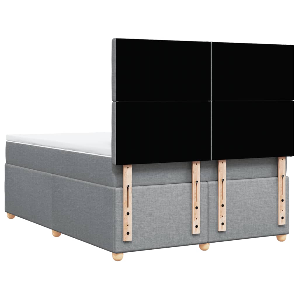 Κρεβάτι Boxspring με Στρώμα Ανοιχτό Γκρι 140x190 εκ. Υφασμάτινο - Pakobazaar