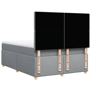Κρεβάτι Boxspring με Στρώμα Ανοιχτό Γκρι 140x190 εκ. Υφασμάτινο - Pakobazaar