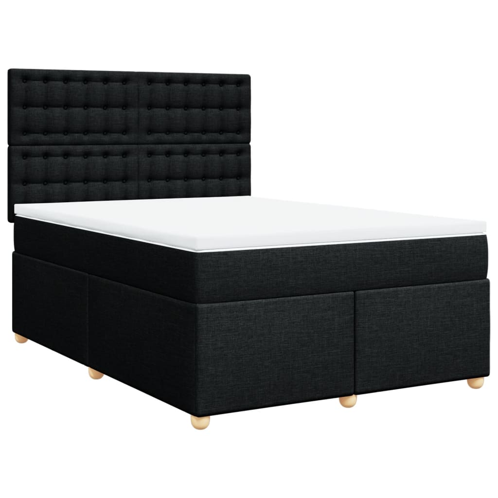 Κρεβάτι Boxspring με Στρώμα Μαύρο 140x190 εκ. Υφασμάτινο - Pakobazaar