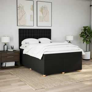 Κρεβάτι Boxspring με Στρώμα Μαύρο 140x190 εκ. Υφασμάτινο - Pakobazaar