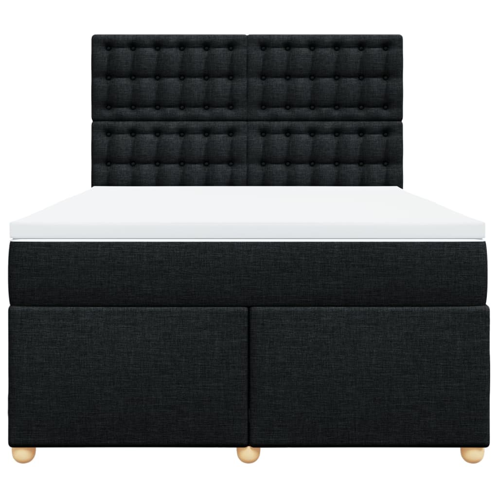 Κρεβάτι Boxspring με Στρώμα Μαύρο 140x190 εκ. Υφασμάτινο - Pakobazaar