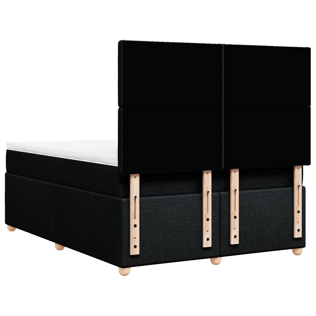 Κρεβάτι Boxspring με Στρώμα Μαύρο 140x190 εκ. Υφασμάτινο - Pakobazaar
