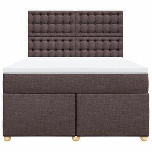 Κρεβάτι Boxspring με Στρώμα Σκούρο Καφέ 140x190 εκ. Υφασμάτινο - Pakobazaar