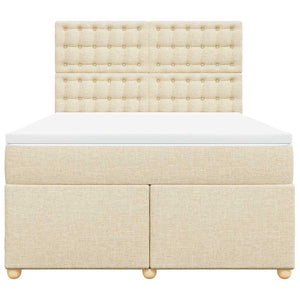 Κρεβάτι Boxspring με Στρώμα Κρεμ 140x190 εκ. Υφασμάτινο - Pakobazaar