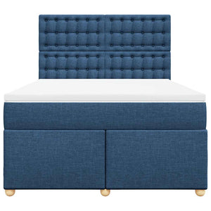 Κρεβάτι Boxspring με Στρώμα Μπλε 140x190 εκ. Υφασμάτινο - Pakobazaar