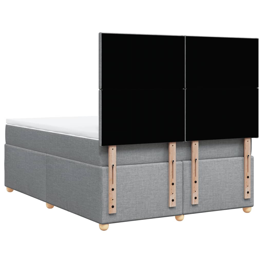 Κρεβάτι Boxspring με Στρώμα Ανοιχτό Γκρι 140x200 εκ. Υφασμάτινο - Pakobazaar