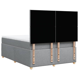 Κρεβάτι Boxspring με Στρώμα Ανοιχτό Γκρι 140x200 εκ. Υφασμάτινο - Pakobazaar