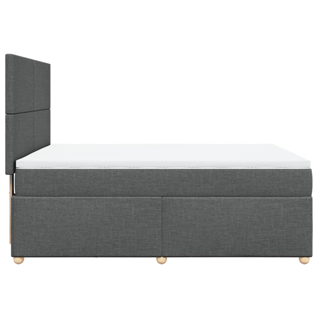 Κρεβάτι Boxspring με Στρώμα Σκούρο Γκρι 140x200 εκ Υφασμάτινο - Pakobazaar