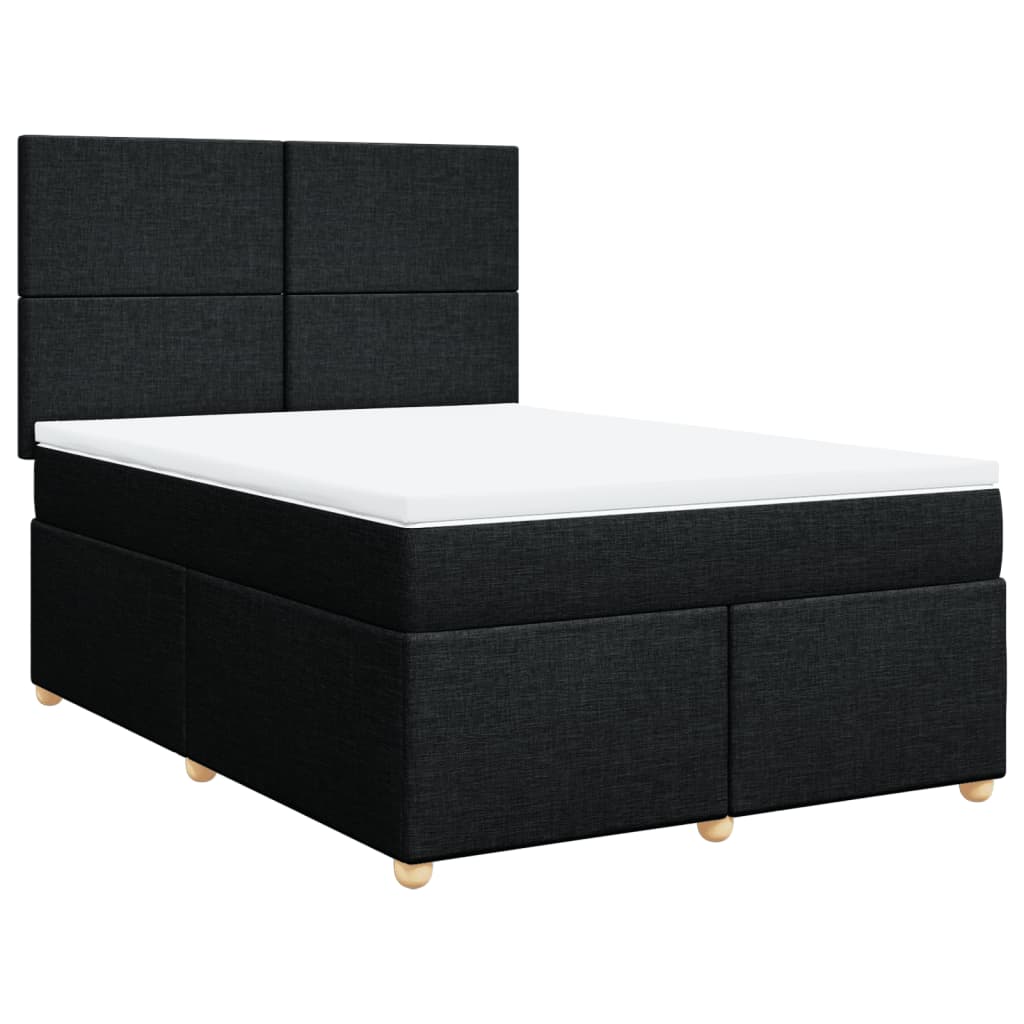 Κρεβάτι Boxspring με Στρώμα Μαύρο 140x200 εκ. Υφασμάτινο - Pakobazaar