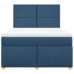 Κρεβάτι Boxspring με Στρώμα Μπλε 140x200 εκ. Υφασμάτινο