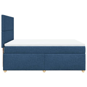Κρεβάτι Boxspring με Στρώμα Μπλε 140x200 εκ. Υφασμάτινο