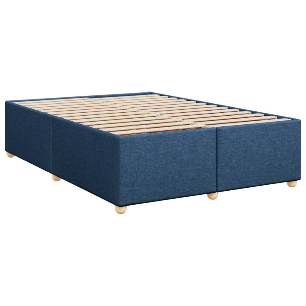 Κρεβάτι Boxspring με Στρώμα Μπλε 140x200 εκ. Υφασμάτινο