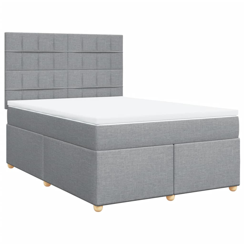 Κρεβάτι Boxspring με Στρώμα Ανοιχτό Γκρι 140x200 εκ. Υφασμάτινο - Pakobazaar