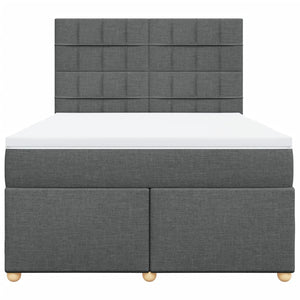 Κρεβάτι Boxspring με Στρώμα Σκούρο Γκρι 140x200 εκ Υφασμάτινο - Pakobazaar