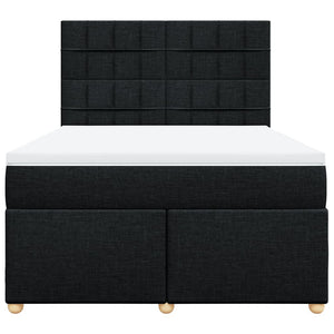 Κρεβάτι Boxspring με Στρώμα Μαύρο 140x200 εκ. Υφασμάτινο - Pakobazaar