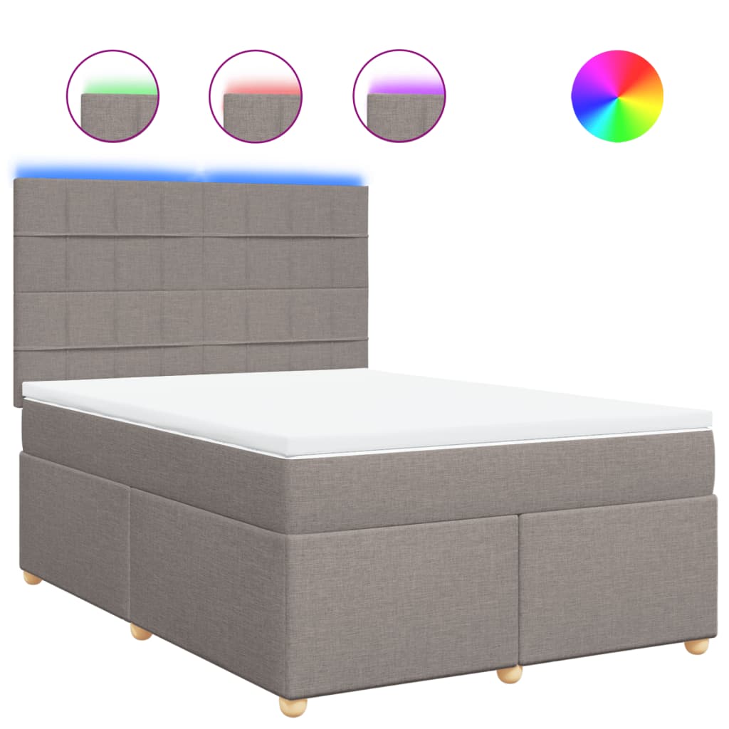Κρεβάτι Boxspring με Στρώμα Taupe 140x200 εκ. Υφασμάτινο - Pakobazaar