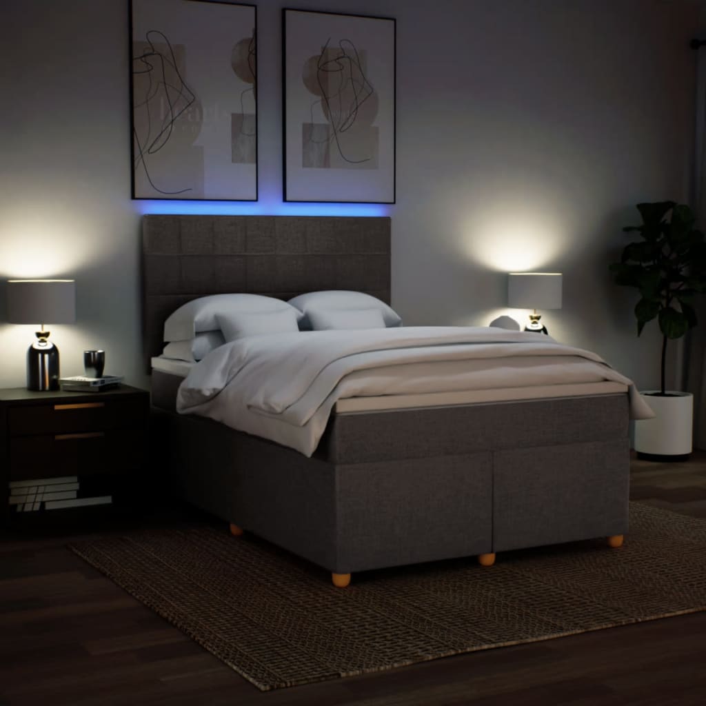 Κρεβάτι Boxspring με Στρώμα Taupe 140x200 εκ. Υφασμάτινο - Pakobazaar