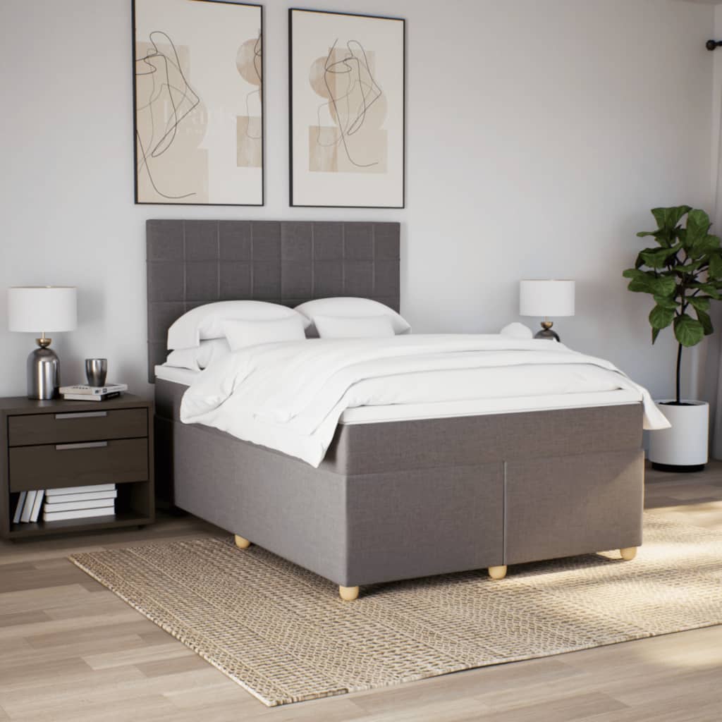 Κρεβάτι Boxspring με Στρώμα Taupe 140x200 εκ. Υφασμάτινο - Pakobazaar
