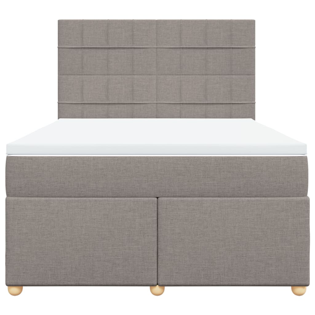 Κρεβάτι Boxspring με Στρώμα Taupe 140x200 εκ. Υφασμάτινο - Pakobazaar