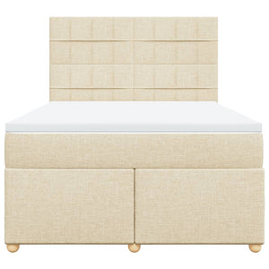Κρεβάτι Boxspring με Στρώμα Κρεμ 140x200 εκ. Υφασμάτινο - Pakobazaar