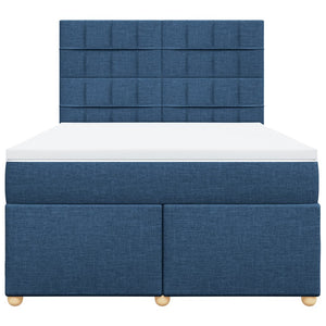 Κρεβάτι Boxspring με Στρώμα Μπλε 140x200 εκ. Υφασμάτινο - Pakobazaar